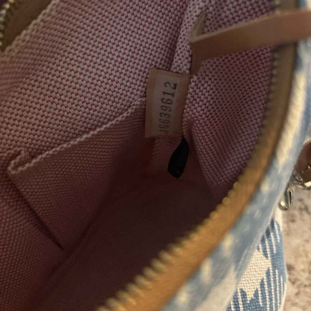 Vintage Y2K DOONEY & BOURKE Houndstooth Checkered Blue White Hobo Bag Purse VGUC